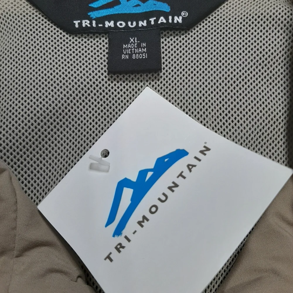 Tri-Mountain Navy Blue Tan Full‎ Zip Jacket Size XL